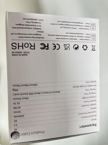 Dyurwa Portable Bluetooth Speaker with LED Lights Punchy Bass Wireless Speaker 10H Playtime Built-in Mic Bluetooth 5.3 IP6 Waterproof for Party/Outdoor White - Image 9