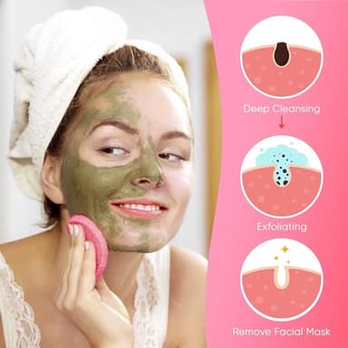 GAINWELL 50-Count Compressed Facial Sponges for Daily Facial Cleansing and Exfoliating, 100％ Natural Cosmetic Spa Sponges for Makeup Remover, Reusable, Pink - Image 6