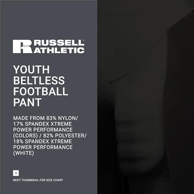 Russell Athletic Youth Beltless Football Pant, Black, 2XL - Image 6