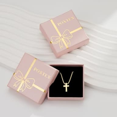 Poxtex Gold Cross Necklace for Women Girls Dainty Cute 14K Gold Plated Small Cross Pendant Trendy Jewelry Non Tarnish Waterproof Simple Tiny Necklace Religious Christian Baptism Jesus Faith Gifts Stuff - Image 9