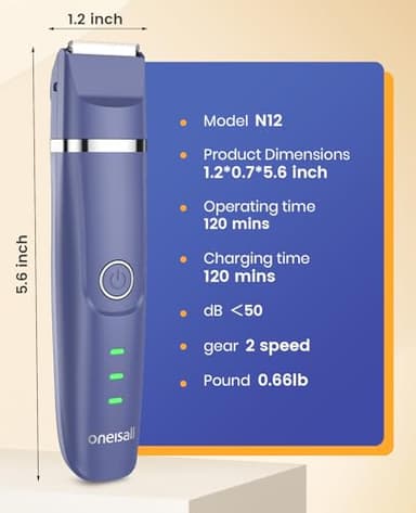 oneisall Dog Clippers & Dog Paw Trimmer 4-in-1 Cordless Grooming Kit: 2-Speed Low Noise Clippers with Rechargeable Quiet Nail Grinder for Dogs & Cats (Blue) - Image 9