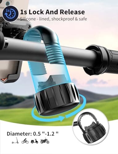 Motorcycle Phone Mount, [No Block Camera] Bike Phone Holder Mount, [Silicone Wrapped] Handlebar Cell Phone Mount for Bike/Scooter/ATV, Fits iPhone 17/16/15/14/13 Pro Max & 4.7"-7" Phones, Black - Image 3