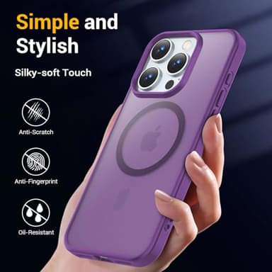 Temdan for iPhone 16 Pro Max Case [Compatible with MagSafe] [Military-Grade Drop Protection] [Anti-Fingerprint] [Anti-Scratch] Slim Silky-Soft Touch Translucent Matte Case 6.9 inch, Dark Purple - Image 6