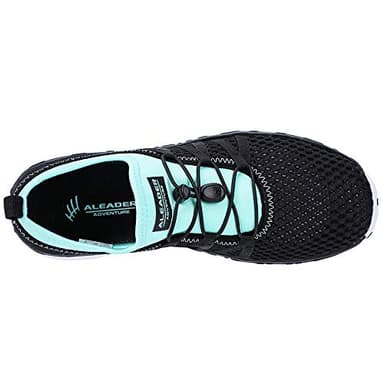 ALEADER Womens Aqua Water Shoes, Summer Tennis Walking Sneakers Black/Cyan/Blue 7.5 B(M) US - Image 3