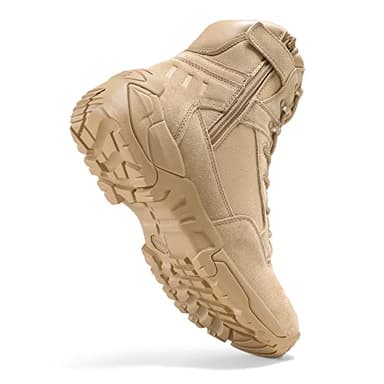 NORTIV 8 Men's Side Zipper Military Tactical Work Boots Leather Motorcycle Combat Boots 6 inches,Size 10W,Sand - Image 3