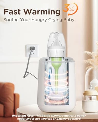 Bear Baby Bottle Warmer, Milk Warmer Breastmilk Bag Formula Fast Warming for New Born Baby Bottles, with Time Temp Control Automatic Shut Off at Home Use - Image 3