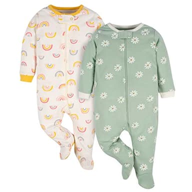 Gerber Baby Girls 2-Pack Sleep 'N Play Gold 0-3 Months - Image 1