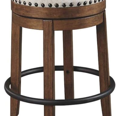 Signature Design by Ashley Valebeck Rustic Farmhouse Swivel Bar Stool – 24.5″ Counter Height, 360° Swivel Metal & Wood Frame, Polyester Upholstery – Brown - Image 11
