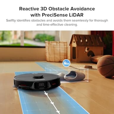 roborock S8 Max Ultra Robot Vacuum and Mop, All-in-One Dock, PreciSense LiDAR Navigation, Smart Dirt Detection, Self-Emptying, 8000Pa Suction for Various Floors, 20mm Auto Lifting for Carpet, Black - Image 5