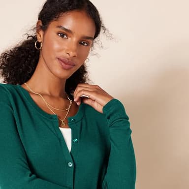 Amazon Essentials Women's Lightweight Crewneck Cardigan Sweater (Available in Plus Size), Dark Green, X-Small - Image 4