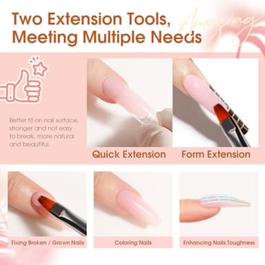 ROSALIND Poly Nail Gel Kit -14 Colors +72 Nail Art Accessories kit Clear Nude Poly Nails Gel Kit Starter Kit with Mini UV Lamp Slip Solution Basic Tools for Beginners with Everything - Image 6