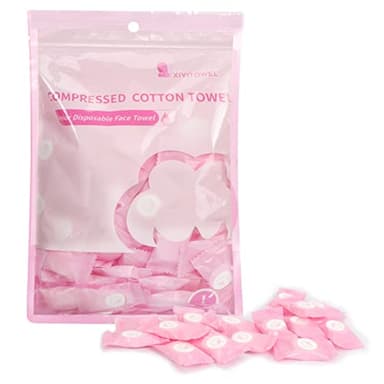 Classycoo Compressed Towel 100 PCS Mini Tablets Disposable Portable Face Towel Cotton Coin Tissue Eco-Friendly for Travel, Camping, Hiking, Sport, Beauty, Home Hand Wipes, Outdoor Activities Pink - Image 1