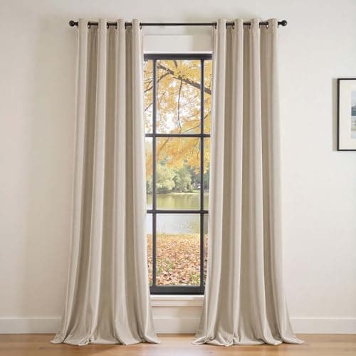 Lazzzy Velvet Curtains Beige Thermal Insulated Curtains 108 inch Extra Long for Bedroom Living Room Darkening Noise Reducing Soft Luxury Window Treatments Grommet Drapes 2 Panels Beige - Image 1