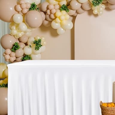HolidayIdeas White Spandex Table Covers 6 Foot, Fitted Stretch Table Skirts 30x72 Inch, Wrinkle-Free Floor Length Polyester Tablecloths for Weddings Parties Banquets Events,2 Pack - Image 6