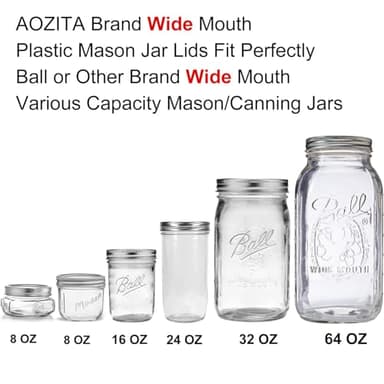 AOZITA [10 Pack] WIDE Mouth Mason Jar Lids for Ball, Kerr and More - White Plastic Storage Caps for Mason/Canning Jars - Leak-Proof, Dishwasher Safe & Food Grade - Image 2