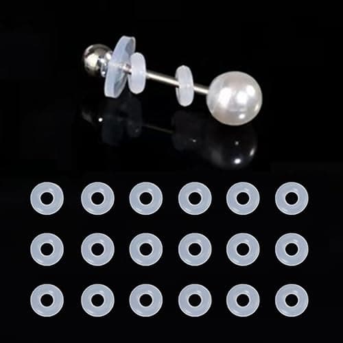 Melimarry 0.2 Inch Silicone Earring Backs Stopper Rings for Piercings, Clear Discs Rings Stabilizer Pads, Non Pull Piercing Discs Rings, 5mm Earlobe Support Patches (50 pcs), ML-DIS-RING-2024