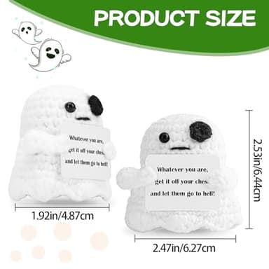 Hoedia Friend Emotional Ghost, Best Friend Crochet Doll with Cards, Cute Knitted Funny Support Pickle Potato Friendship Birthday Bestie Gifts - Image 3