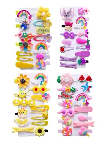 56PCS Toddler Hair Accessories Set: Colorful Rainbow Barrettes, Pins, Candy Fruits, Butterflies for Kids' Stylish Hairstyles - Image 1