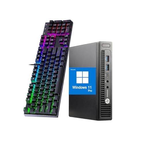 HP EliteDesk 800G2 mini Desktop PC, 800G2 Tiny Computer, Quad Core i5-6500, 16GB RAM, 256GB SSD, RGB Keyboard, 800 G2 Desktop Computer Windows 11 Pro (Renewed) - Image 1