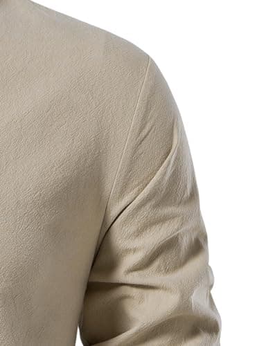 JEMITOP Men's Vintage Renaissance Costume Long Sleeve Lace Up Shirts for Pirate Viking Medieval Vampire Halloween Cosplay Clothing Khaki M - Image 5