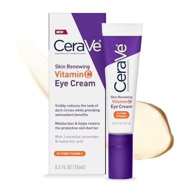 CeraVe Skin Renewing Vitamin C Eye Cream, Vitamin C, Hyaluronic Acid, Ceramides & Caffeine, Under Eye Cream For Dark Circles and Puffiness, Fragrance Free & Ophthalmologist Tested, 0.5 Fl. Oz - Image 1