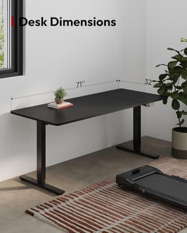 SANODESK Standing Desk Height Adjustable Electric Stand up Desk 71x32 Inches Sit Stand Home Office Desk with Splice Board, Black Frame/Black Top - Image 5
