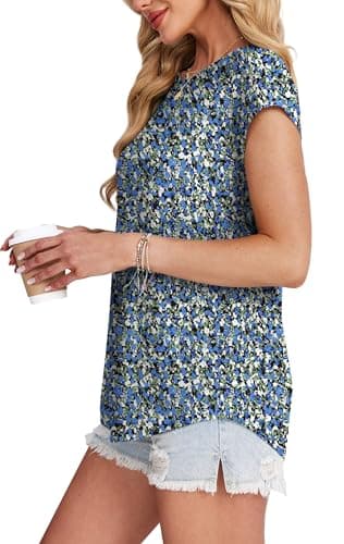 XIEERDUO Spring Tops for Women 2025 Work Ladies Tops and Blouses Short Sleeve Floral Tops for Teachers Business Casual Outfits XXL - Image 3