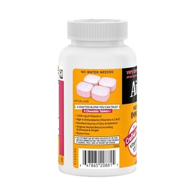 Airborne Vitamin C 1000mg (per Serving) - Very Berry Chewable Tablets (116 Count in a Bottle), Gluten-Free Immune Support Supplement, with Vitamins A C E, Zinc, Selenium, Ginger, Antioxidants - Image 9