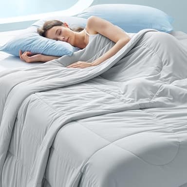 Bedsure Cooling Comforter Queen Size - Cooling Blankets for Hot Sleepers, Lightweight Comforter for Summer with Dual-Sided Cool Tech, Soft Breathable Cold Blanket for Sleeping, Grey, 88x88 Inches - Image 8
