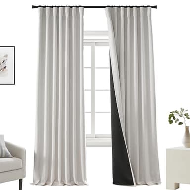 PANELSBURG 90 Inch Blackout Drapes for Nursery Girl Boy Neutral Curtains for Living Room Bedroom Light Grey Black Out Curtains 90 Inch Long Thermal Drapes - Image 1