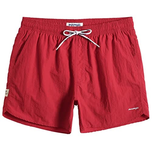 maamgic Mens Swim Trunks 5" with Mesh Lining Quick Dry Bathing Suits for Men Swim Shorts Swimwear Nylon Red X-Large - Image 1
