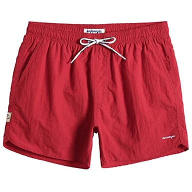 maamgic Mens Swim Trunks 5" with Mesh Lining Quick Dry Bathing Suits for Men Swim Shorts Swimwear Nylon Red X-Large - Image 1