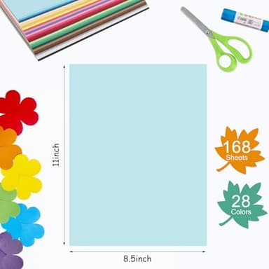 OcePor 168 Sheets Colored Paper 28 Colors, 8.5x11 Construction Paper Assorted Colors, 120gsm/32lb Computer Copy Card Stock for Office, Printing, Card Making, Cricut, Crafts, Scrapbook - Image 4