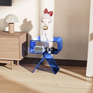 solaround Acrylic Nightstand Side Table Modern Design Clear Home Decor Display End Table for Living Room (Dark Blue) - Image 8