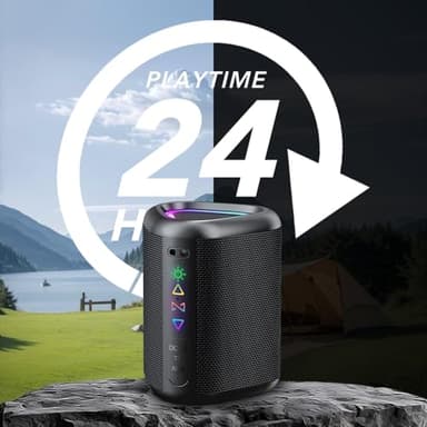 aowoka Bluetooth Speaker, 2025 Portable Wireless Speakers with Led Light, Bluetooth 5.4, 24H Playtime, Enhanced Bass, IPX7 Waterproof, Outdoor Speaker for Travel, Sport, Party, Biking. - Image 2