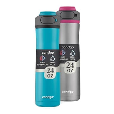 Contigo Cortland Chill 2.0 Vacuum-Insulated Stainless Steel Water Bottle Spill-Proof Lid Preserves Temperature for Hours 24oz 2-Pack Juniper & Dragonfruit Ideal for Travel and Daily Use - Image 1