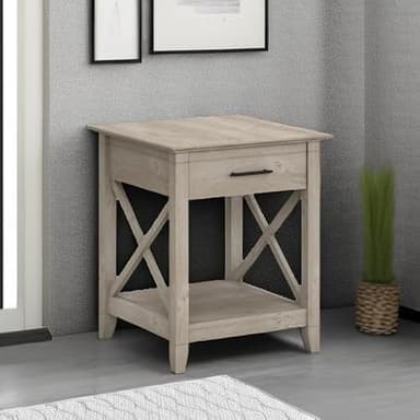 Bush Home End Table with Drawer, Nightstand with Storage, Living Room and Bedroom Furniture, Key West Collection, Washed Gray - Image 5