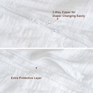 PHF 100% Muslin Cotton Baby Sleep Sacks, 12-18 Months Sleep Sack with 2-Way Zipper, 2 Pack Cooling Unisex 0.5 TOG Breathable Large Size Sleeveless Baby Wearable Blanket, White & Grey - Image 5