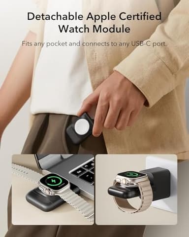 ESR Qi2 3 in 1 Wireless Charging Station, [Certified] Apple Watch Charger & 15W Qi2 MagSafe Charger Stand for iPhone, Wireless Charger for Multiple Devices iPhone 17/16/15/14/13&Watch&AirPods,Black - Image 6