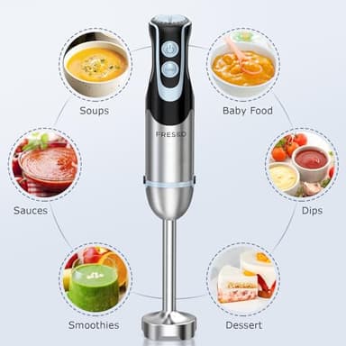 FRESKO Immersion Handheld Blender 500W with 700ml Beaker, 12-Speed & Turbo Mode Hand Blender Stick, 304 Stainless Steel Blades - Image 7