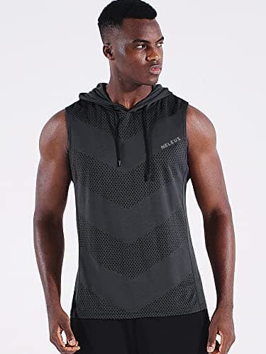 NELEUS Men's Workout Tank Tops Sleeveless Running Shirts with Hoodie,5098,3 Pack,Grey/Blue/Red,L - Image 6