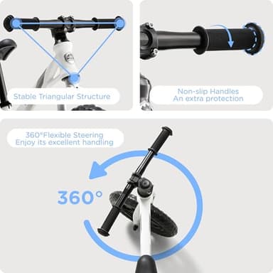 KÜB Balance Bike, Ages 3 to 5 Year Old, 12 Inch Wheels, Super Light Magnesium Frame, Adjustable Seat, Toddler Bike with Footrest, Steady Balancing, Gift for Boys Girls, White - Image 3