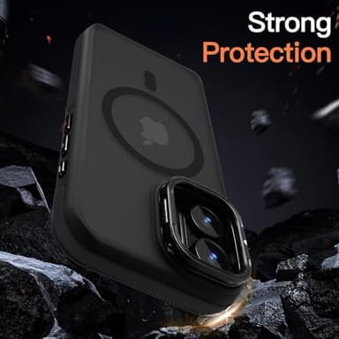 Yzoiko Magnetic case for iPhone 16 [10Ft Military-Grade Protection] Built-in Camera Stand Phone case, Compatible with fit MagSafe Shockproof Slim Thin Cover 6.1 inch,Black Bumper Stand - Image 2