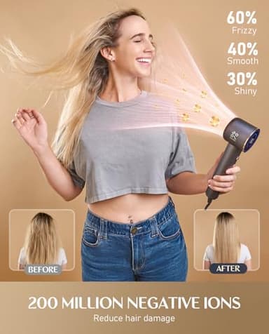 Fanttik Solo SonicDry H10 APEX 80% Faster Drying with 110,000 RPM Brushless Motor Hair Dryer, 56dB Low-Noise, 0.74lb Ultra-Light Blow Dryer, Ionic Tech for Travel, Home, Salon - Grey - Image 5