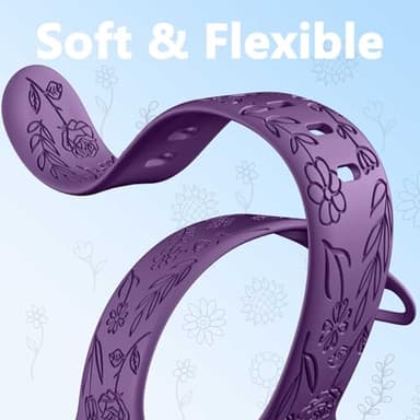 6 Pack Floral Engraved Bands Compatible with Apple Watch Band 40mm 44mm 38mm 41mm 45mm 49mm 42mm Women, Soft Silicone Cute Flower Sport Strap for iWatch Bands Series 11 10 9 8 7 6 5 4 3 2 1 SE Ultra 3 - Image 5