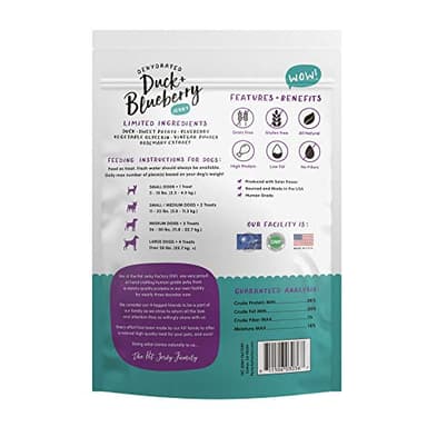 Pet Jerky Factory Premium Duck and Blueberry 5 oz. Dog Jerky Treats | 100% Human Grade | USA Made | High Protein | Grain Free | Limited Ingredients | No Filler | BHA-BHT Free | Soft-Tender - Image 2