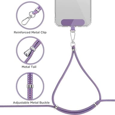 CACOE Phone Lanyard 2 Pcs-1 Pcs Adjustable Neck Strap, 1 Pcs Wrist Strap, 2 Pads, Universal Crossbody Multifuctional Cell Phone Lanyards Compatible with Most Smartphones(Purple Blue - Image 7
