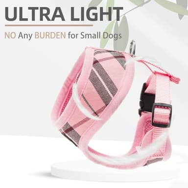 PUPTECK Soft Mesh Dog Harness and Leash Set Pet Puppy Cat Comfort Padded Vest No Pull Harnesses, Light Pink, S - Image 5