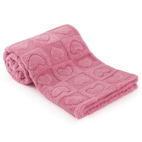 Plush Soft with Heart Checkered Baby Blanket,Fleece Infant Toddler Blankets for Girls Boys,Warm Lightweight Breathable Newborn Receiving Blankets for Crib Stroller 30"×39" (deep Pink, Heart) - Image 1