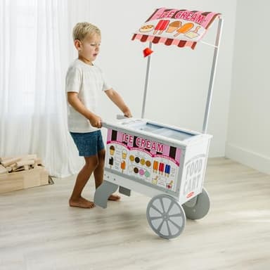 Melissa & Doug Snacks & Sweets Food Cart with Play Food, Wooden Toys & Kids Play Kitchen Accessories, Preschool Learning Toys for Girls & Boys 3+ - Image 2